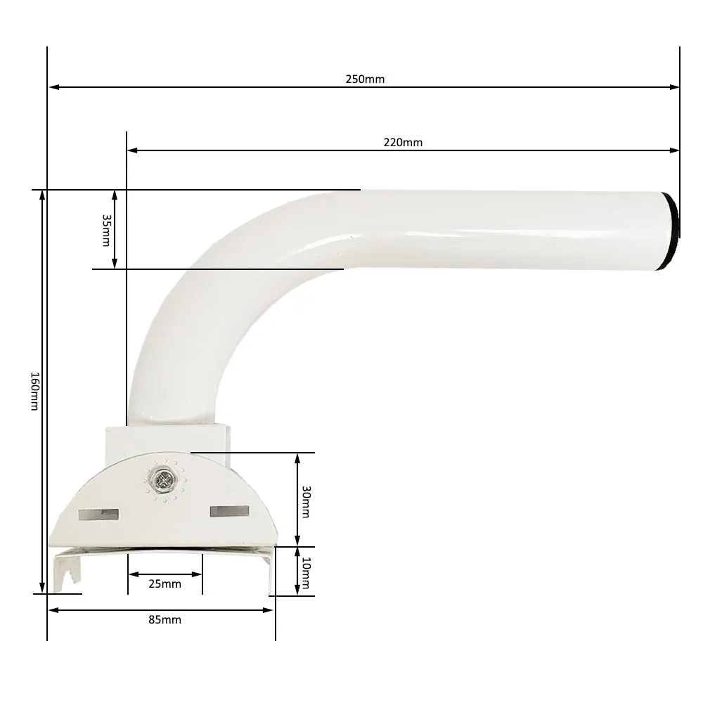 13 inch Wall or Pole Mount J-Pipe - Powder Coat - White