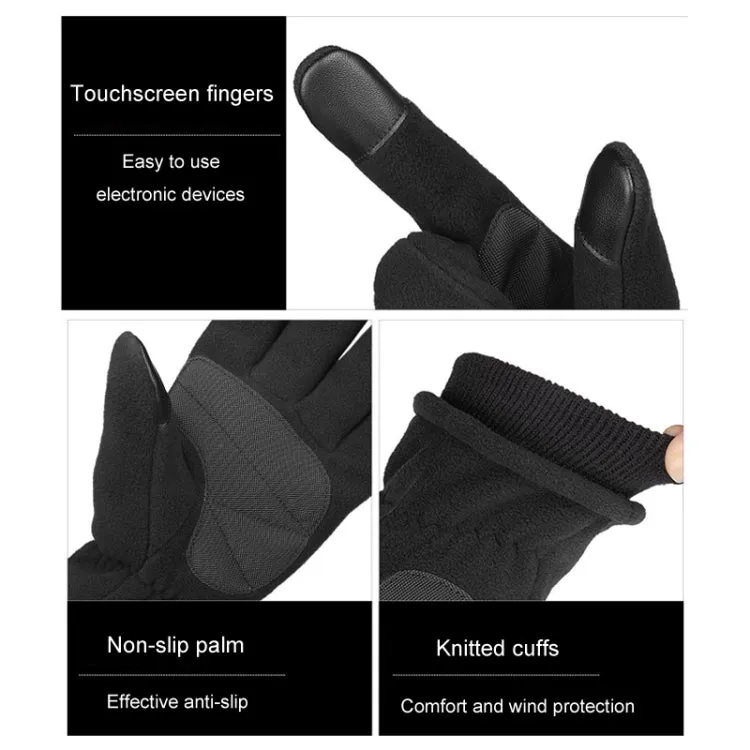 1pair Rocker Fleece Winter Warm Anti-Slip Gloves Outdoor Riding Sports Gloves, Size: XL(Gray)