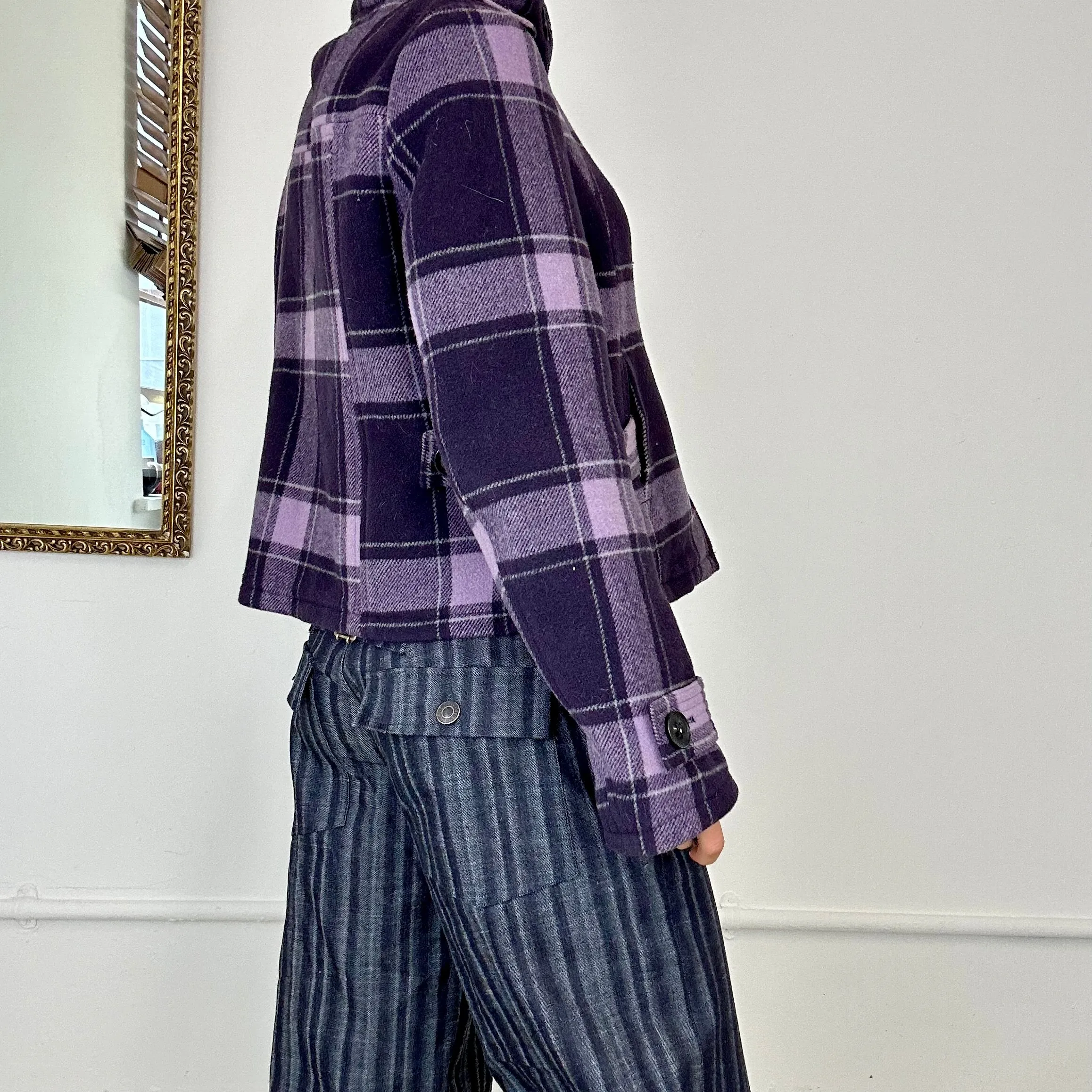 2000s checkered button up coat