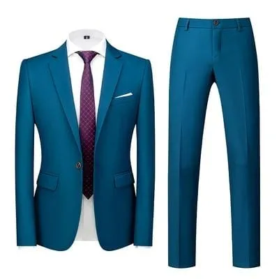 2020 Spring Autumn Fashion New Men's Business Casual Solid Color Suits / Male Two Button Blazers Jacker Coat Trousers Pants