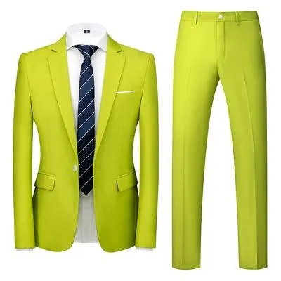 2020 Spring Autumn Fashion New Men's Business Casual Solid Color Suits / Male Two Button Blazers Jacker Coat Trousers Pants