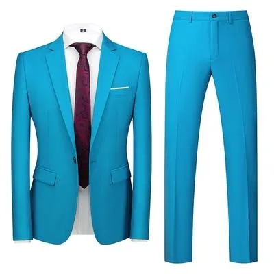 2020 Spring Autumn Fashion New Men's Business Casual Solid Color Suits / Male Two Button Blazers Jacker Coat Trousers Pants