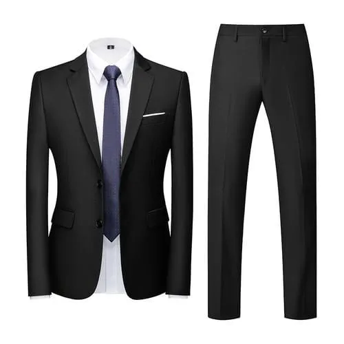 2020 Spring Autumn Fashion New Men's Business Casual Solid Color Suits / Male Two Button Blazers Jacker Coat Trousers Pants