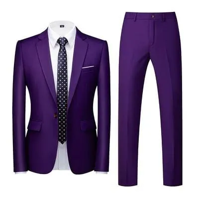 2020 Spring Autumn Fashion New Men's Business Casual Solid Color Suits / Male Two Button Blazers Jacker Coat Trousers Pants