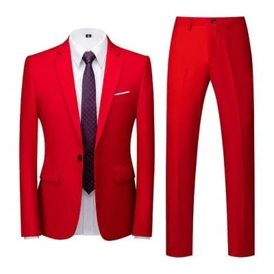 2020 Spring Autumn Fashion New Men's Business Casual Solid Color Suits / Male Two Button Blazers Jacker Coat Trousers Pants