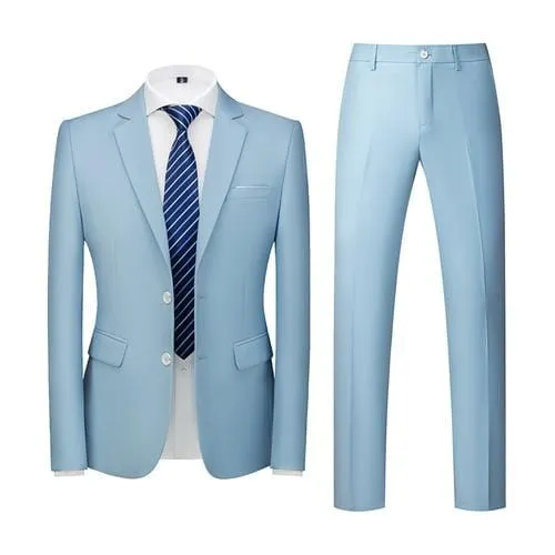 2020 Spring Autumn Fashion New Men's Business Casual Solid Color Suits / Male Two Button Blazers Jacker Coat Trousers Pants