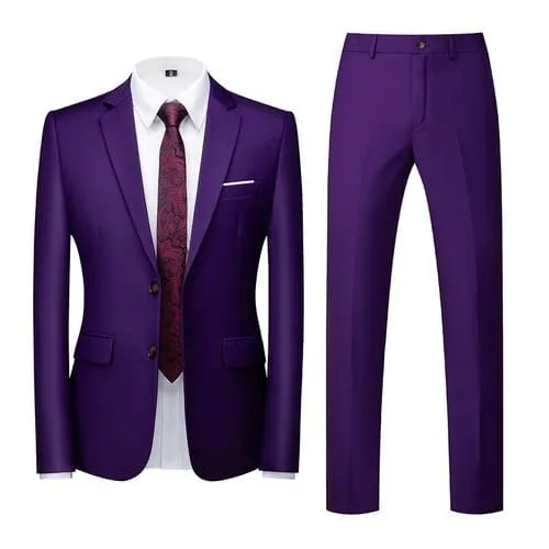 2020 Spring Autumn Fashion New Men's Business Casual Solid Color Suits / Male Two Button Blazers Jacker Coat Trousers Pants