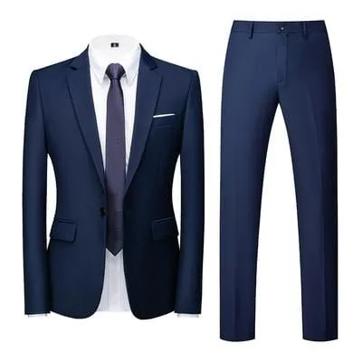 2020 Spring Autumn Fashion New Men's Business Casual Solid Color Suits / Male Two Button Blazers Jacker Coat Trousers Pants