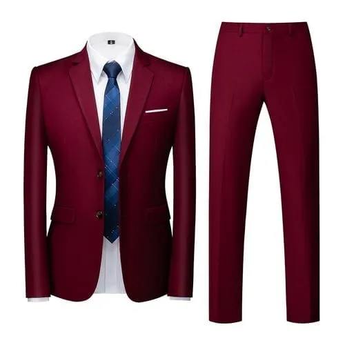 2020 Spring Autumn Fashion New Men's Business Casual Solid Color Suits / Male Two Button Blazers Jacker Coat Trousers Pants