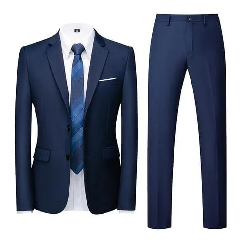 2020 Spring Autumn Fashion New Men's Business Casual Solid Color Suits / Male Two Button Blazers Jacker Coat Trousers Pants