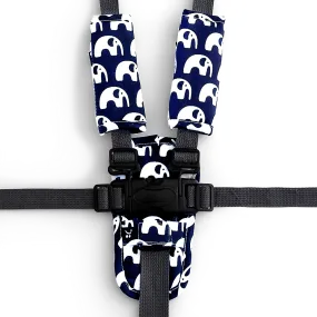 3 Piece Harness Cover Set - Navy Elephants