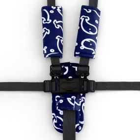 3 Piece Harness Cover Set - Navy Whales