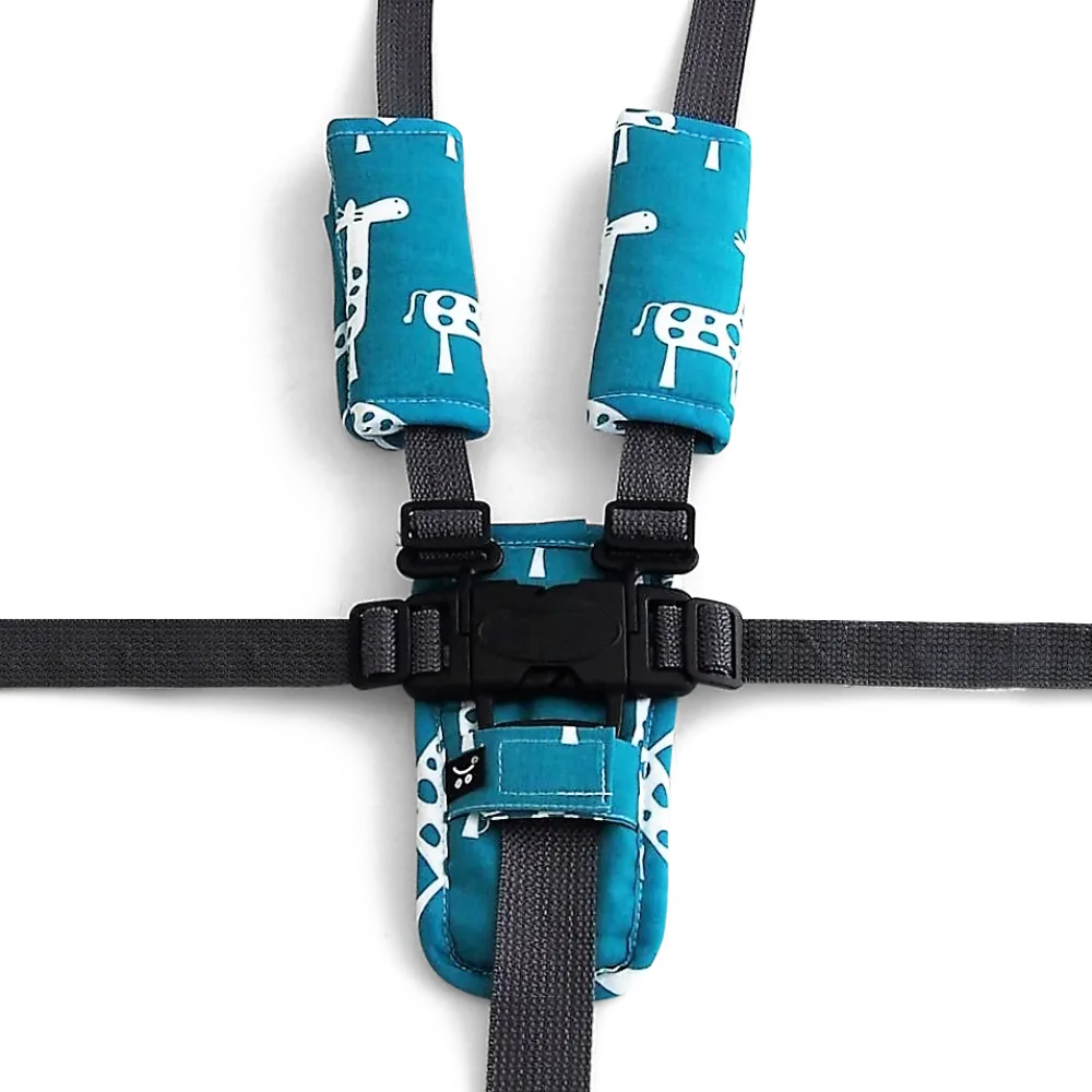 3 Piece Harness Cover Set - Teal Giraffe