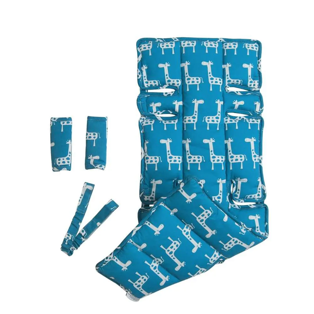 3 Piece Pram Liner Set - Teal Giraffe