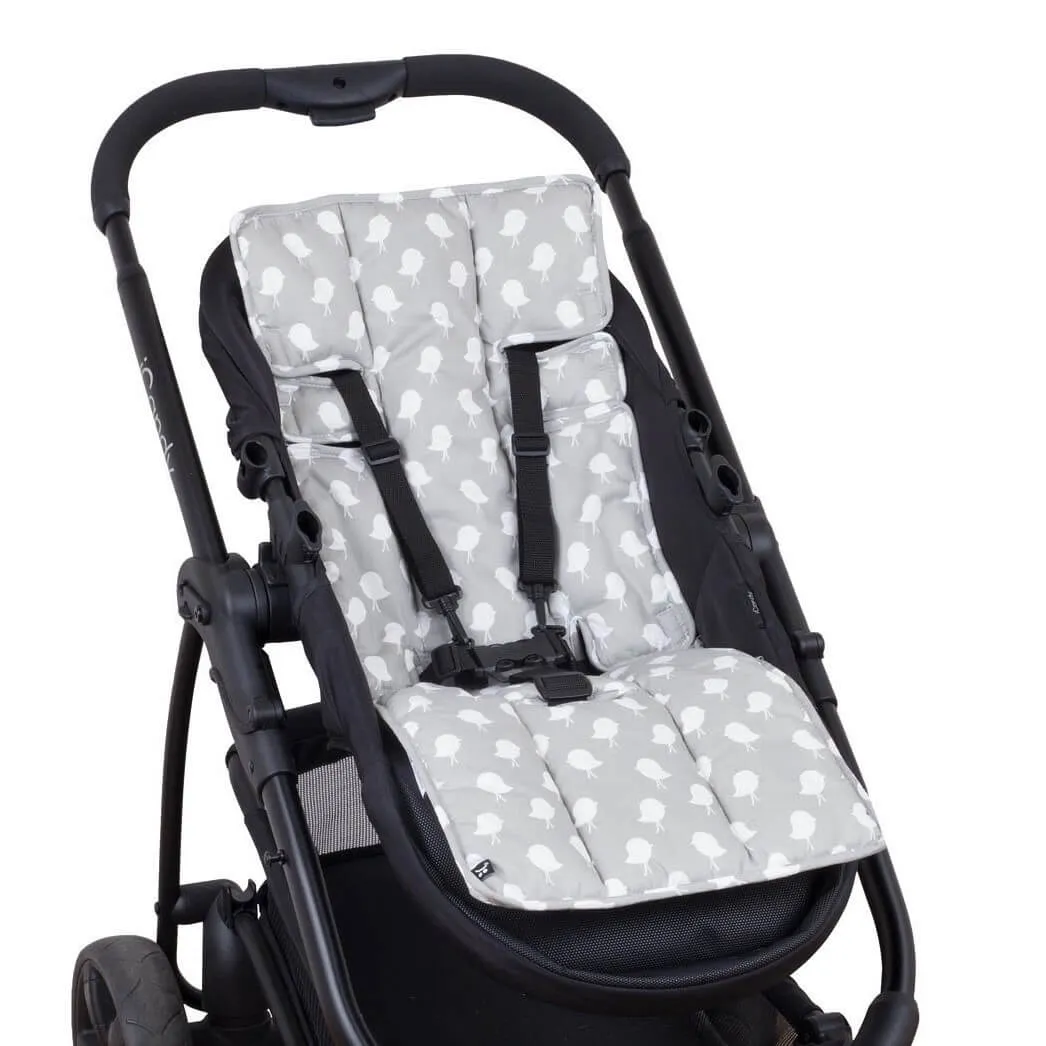 4 Piece Pram Liner Set - Grey Birds