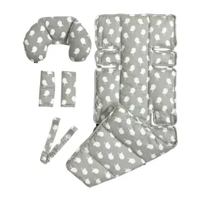 4 Piece Pram Liner Set - Grey Birds