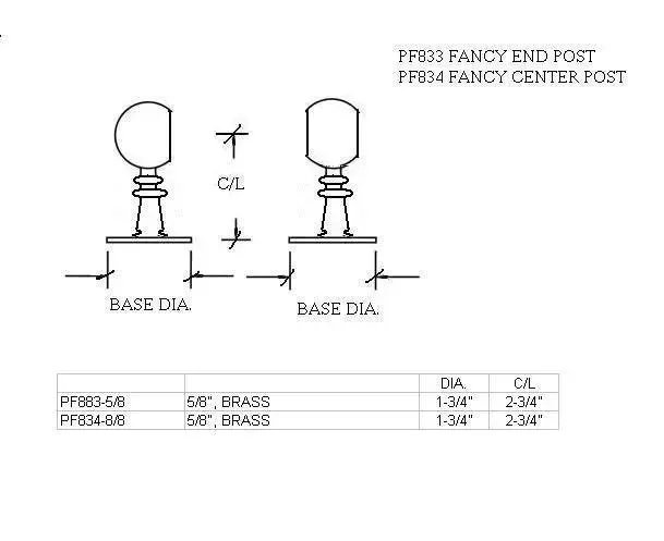 5/8 Fancy Center Post For 5/8" Tubing