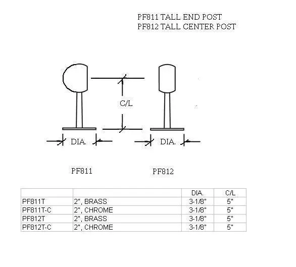 6"H Ball End Post For 2" Tubing