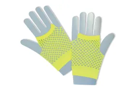 80's Neon Short Fishnet Gloves Yellow