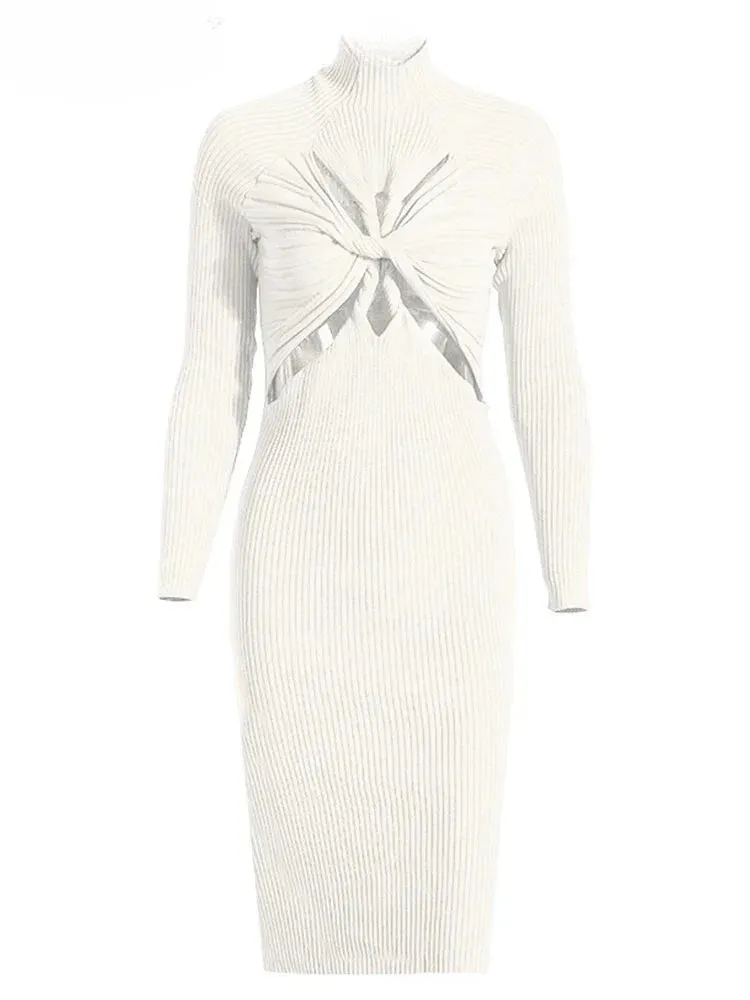 A&A Cross Knot Twist Midi Cut Out Dress