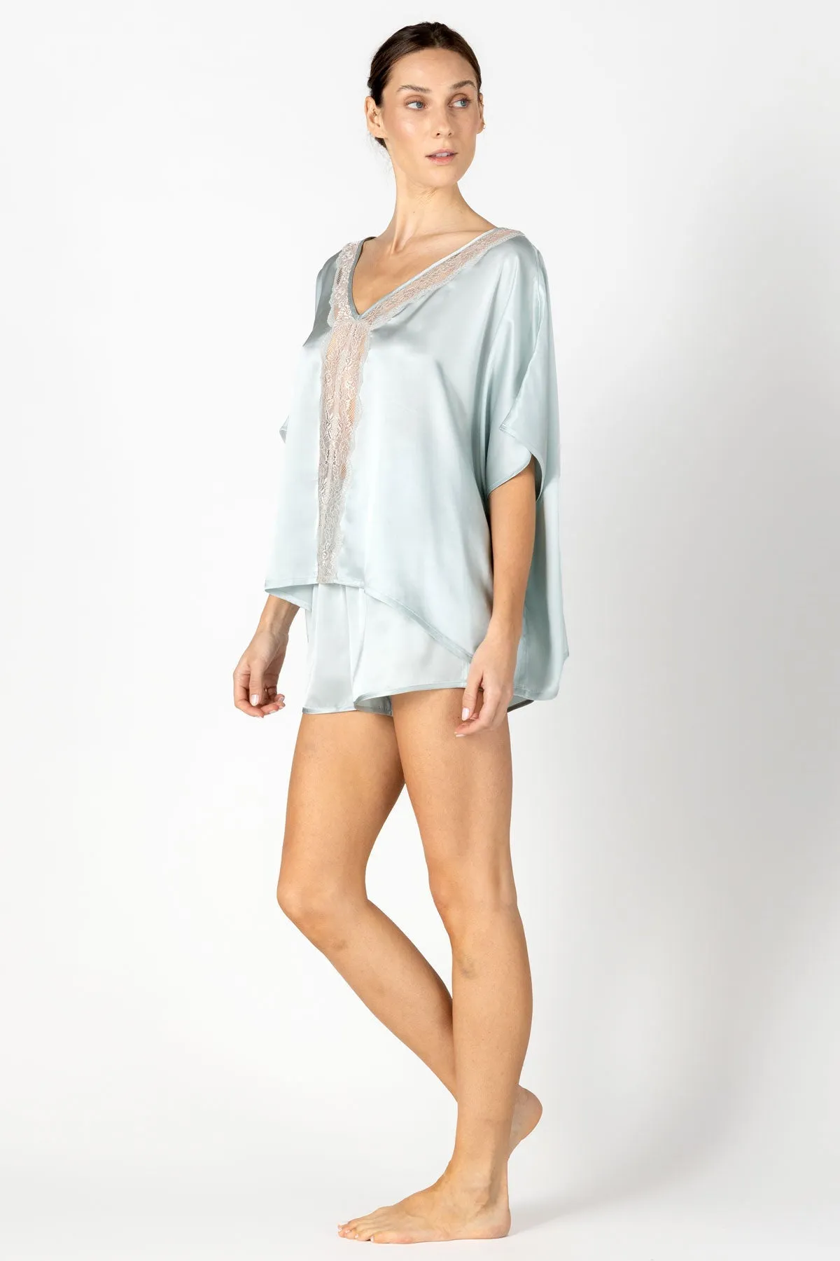 Agatha Nostalgia Kaftan Top and Short Silk PJ Set