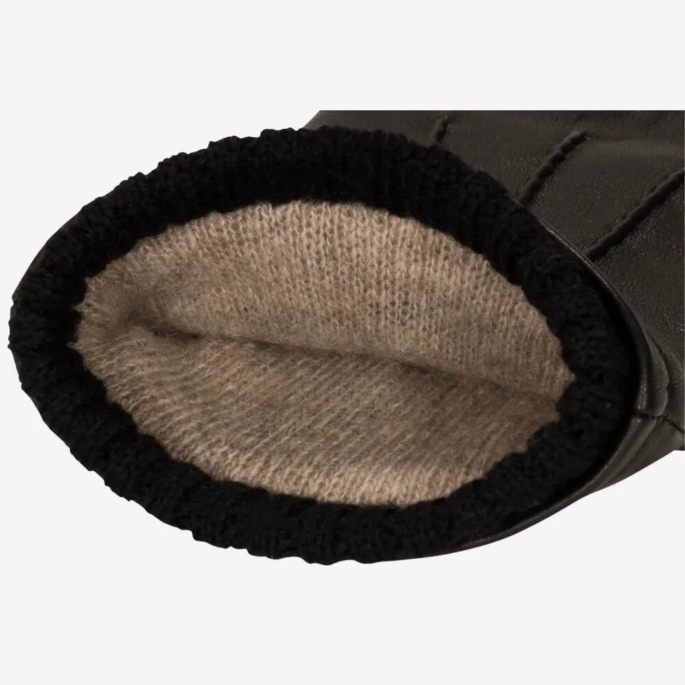 Alessandro (black) - Italian lambskin leather gloves with cashmere lining & touchscreen feature