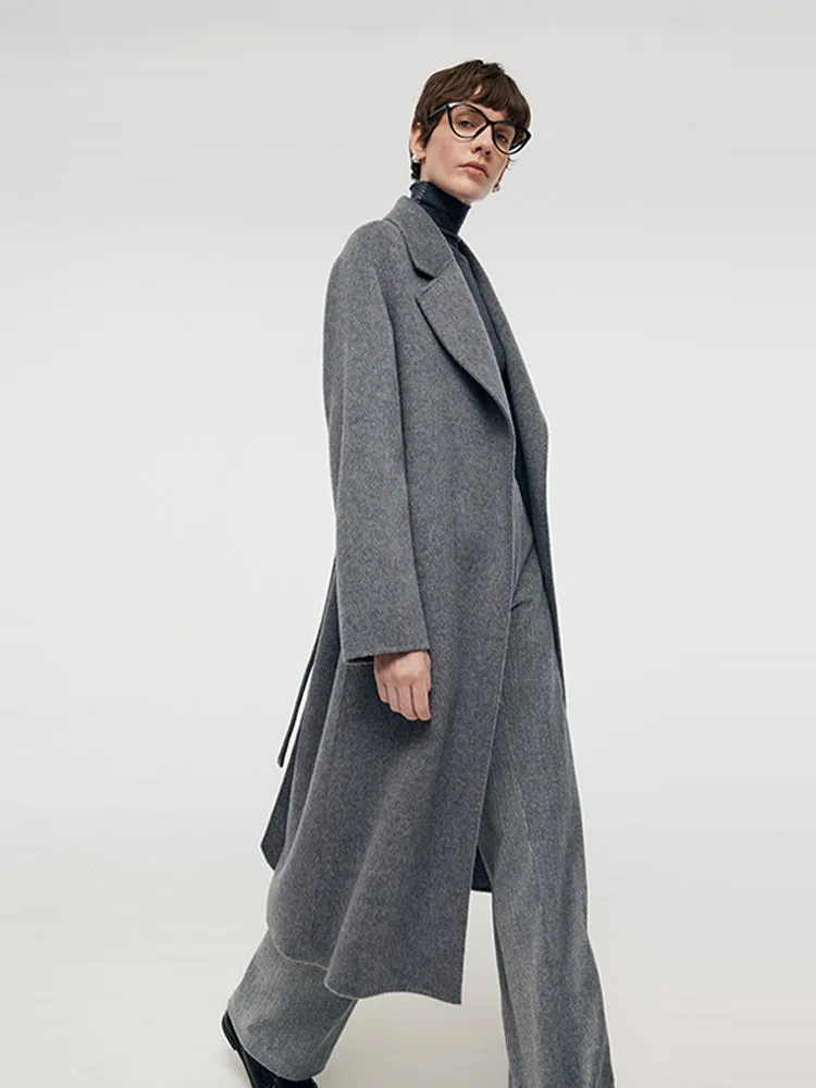 Alpaca Wool Belted Women Overcoat