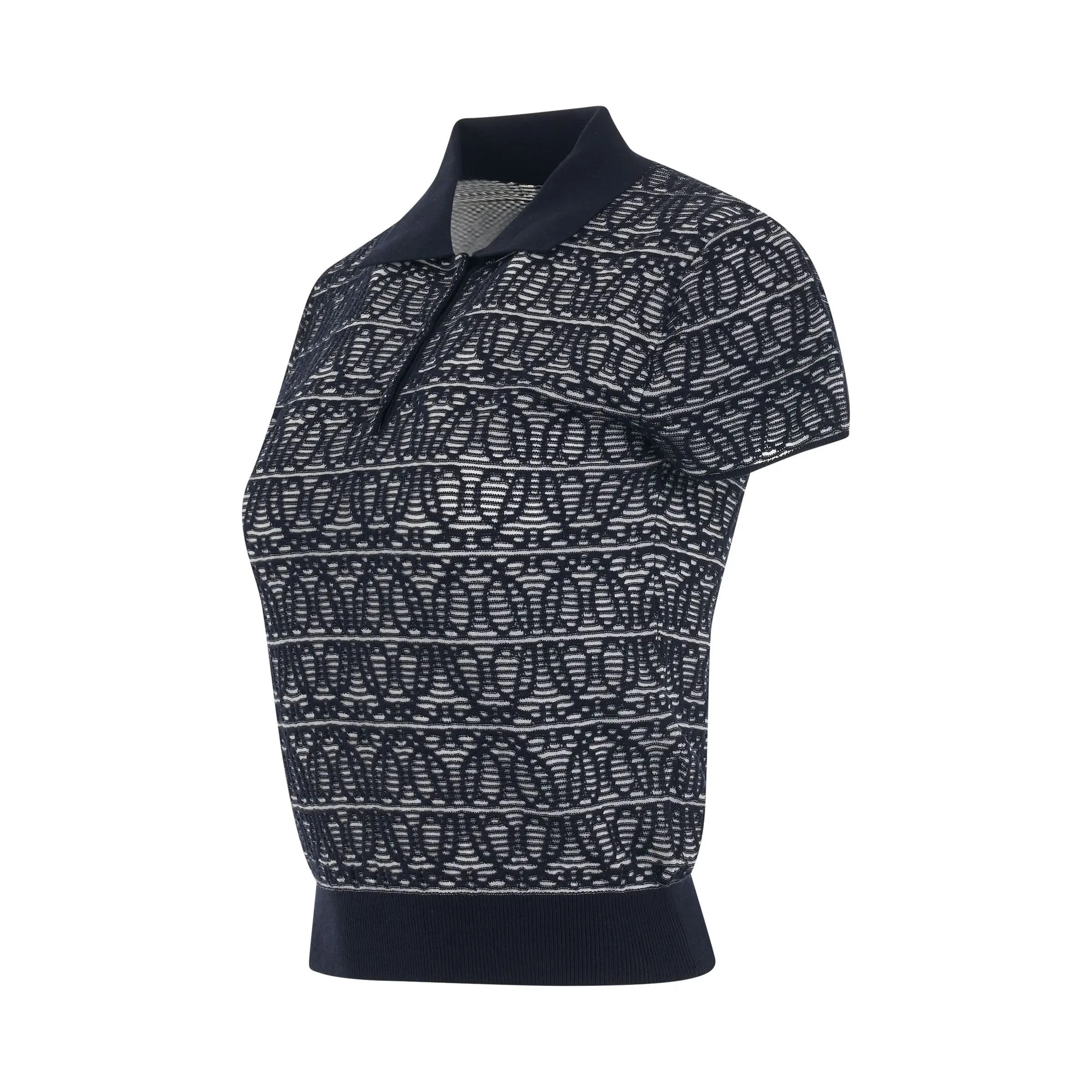 Anagram Jacquard Polo Sweater in Navy/White