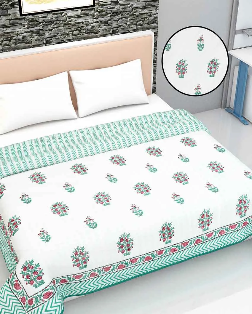 Anar Bouquet Block Printed Cotton Dohar | Double Bed | 108 X 84 inches