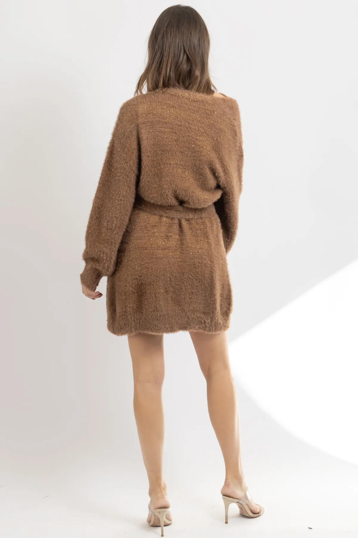 ANGORA BROWN MINI DRESS   CARDI