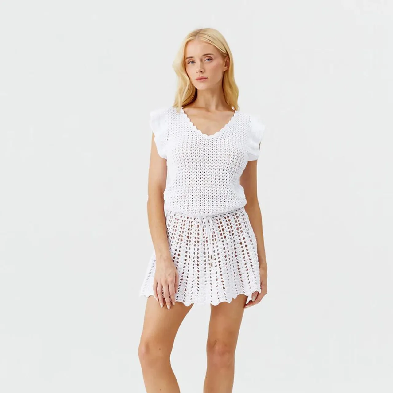 Annalise White Crochet Dress