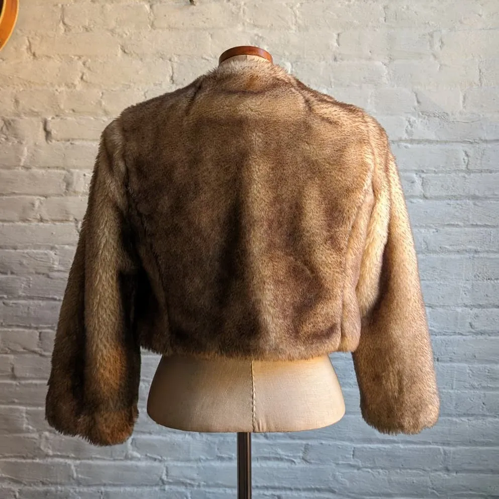 Anthro Faux Fur Cropped Penny Lane Jacket Minimalist Boho Mob Wife Sweater Coat