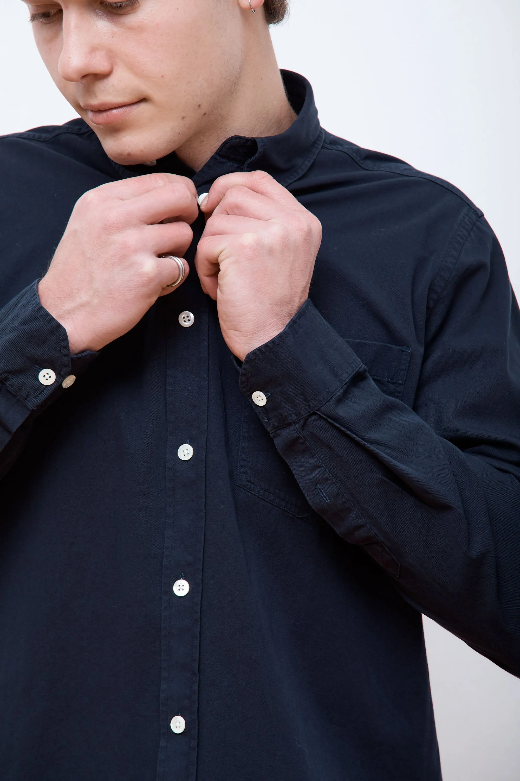 Anton Light Twill Shirt Dark Navy