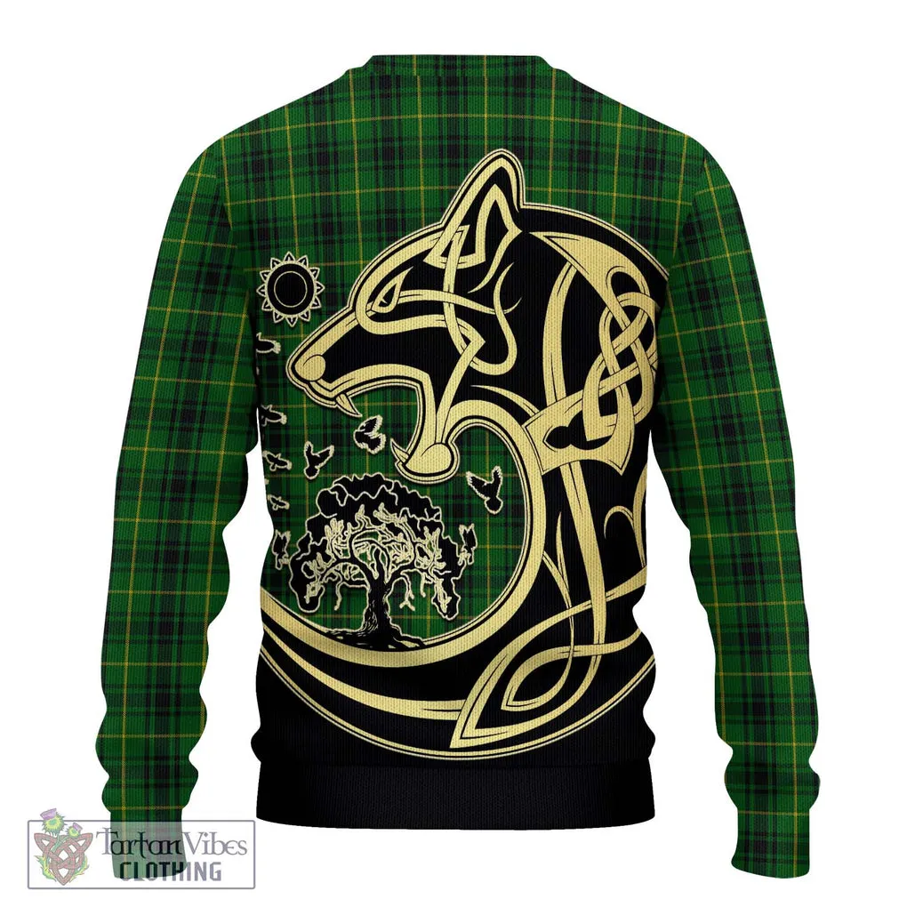 Arthur Tartan Ugly Sweater with Family Crest Celtic Wolf Style