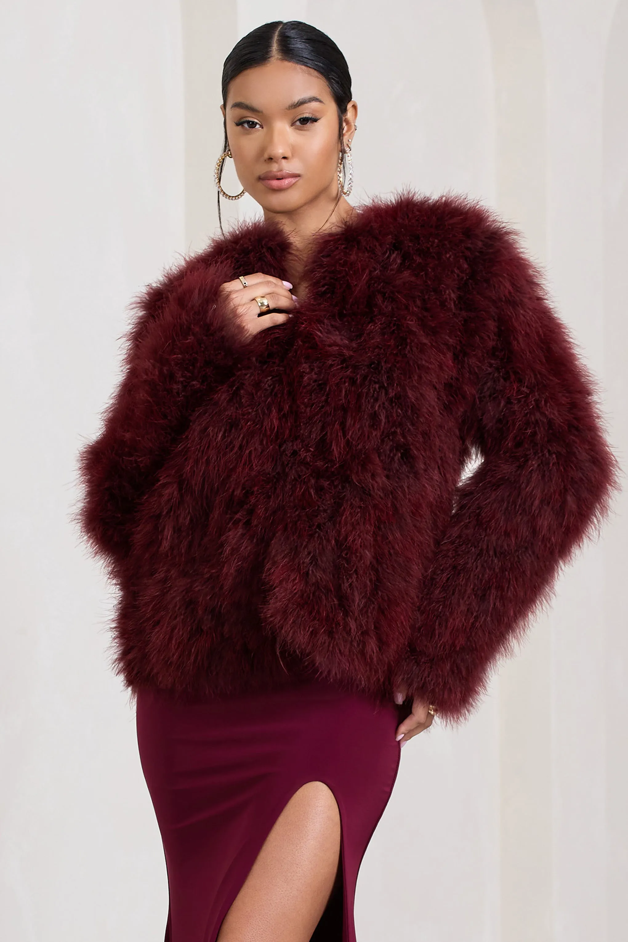 Aves | Port Short Fluffy Feather Jacket