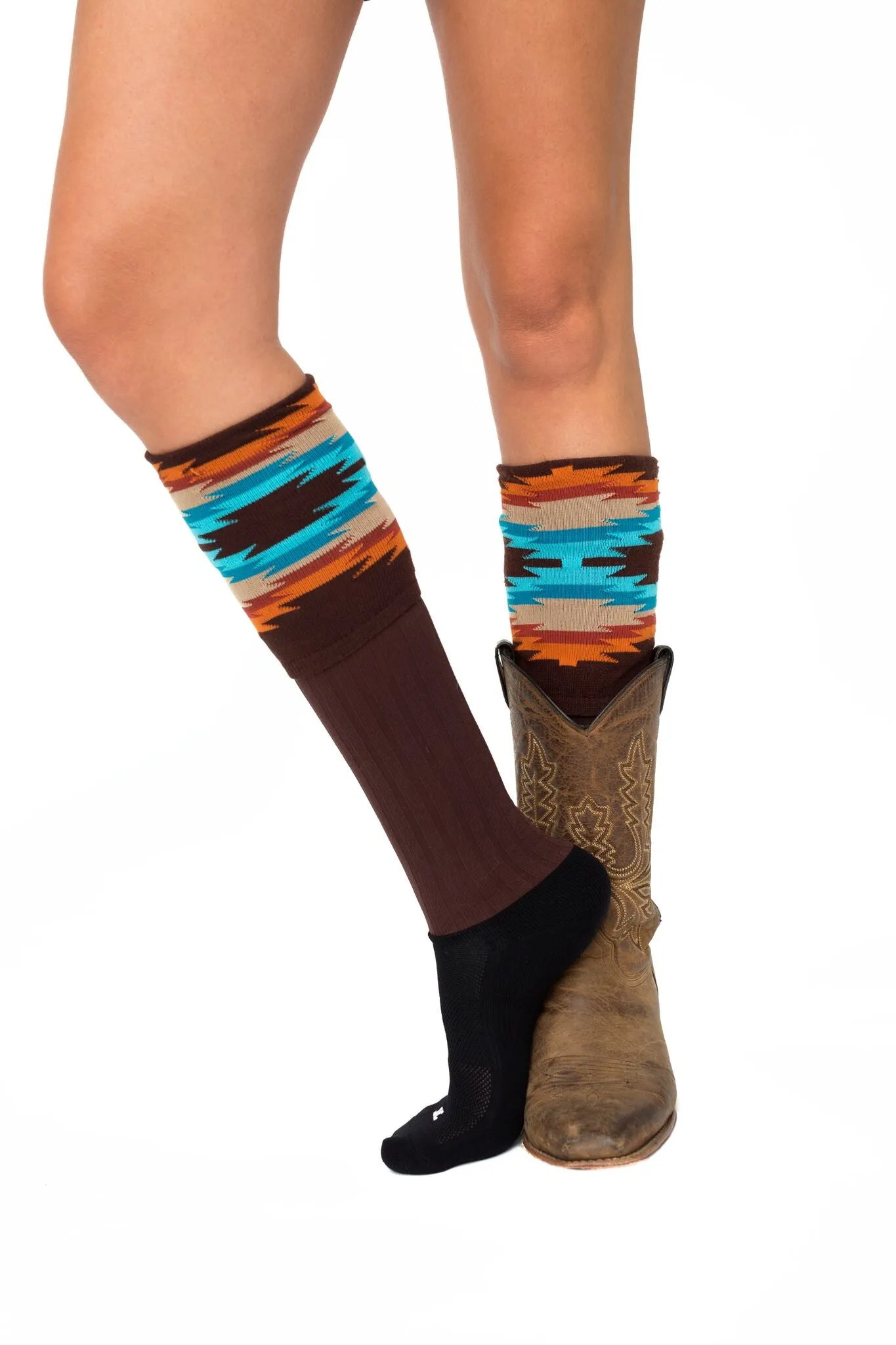 Aztec Over-the-Knee Knit Slouch Socks