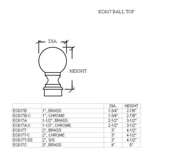 Ball Finial for 1" OD Tubing