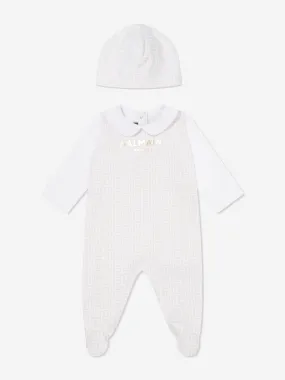 Balmain Baby Boys Babygrow Gift Set in Beige