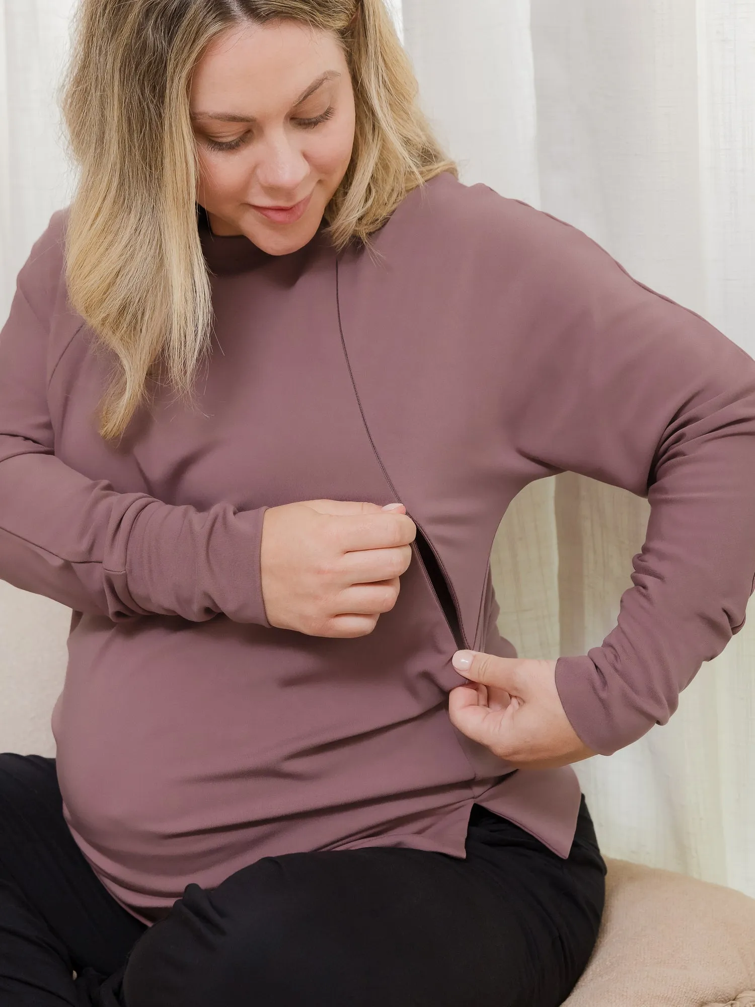 Bamboo Maternity & Nursing Crew Neck Sweatshirt | Twilight