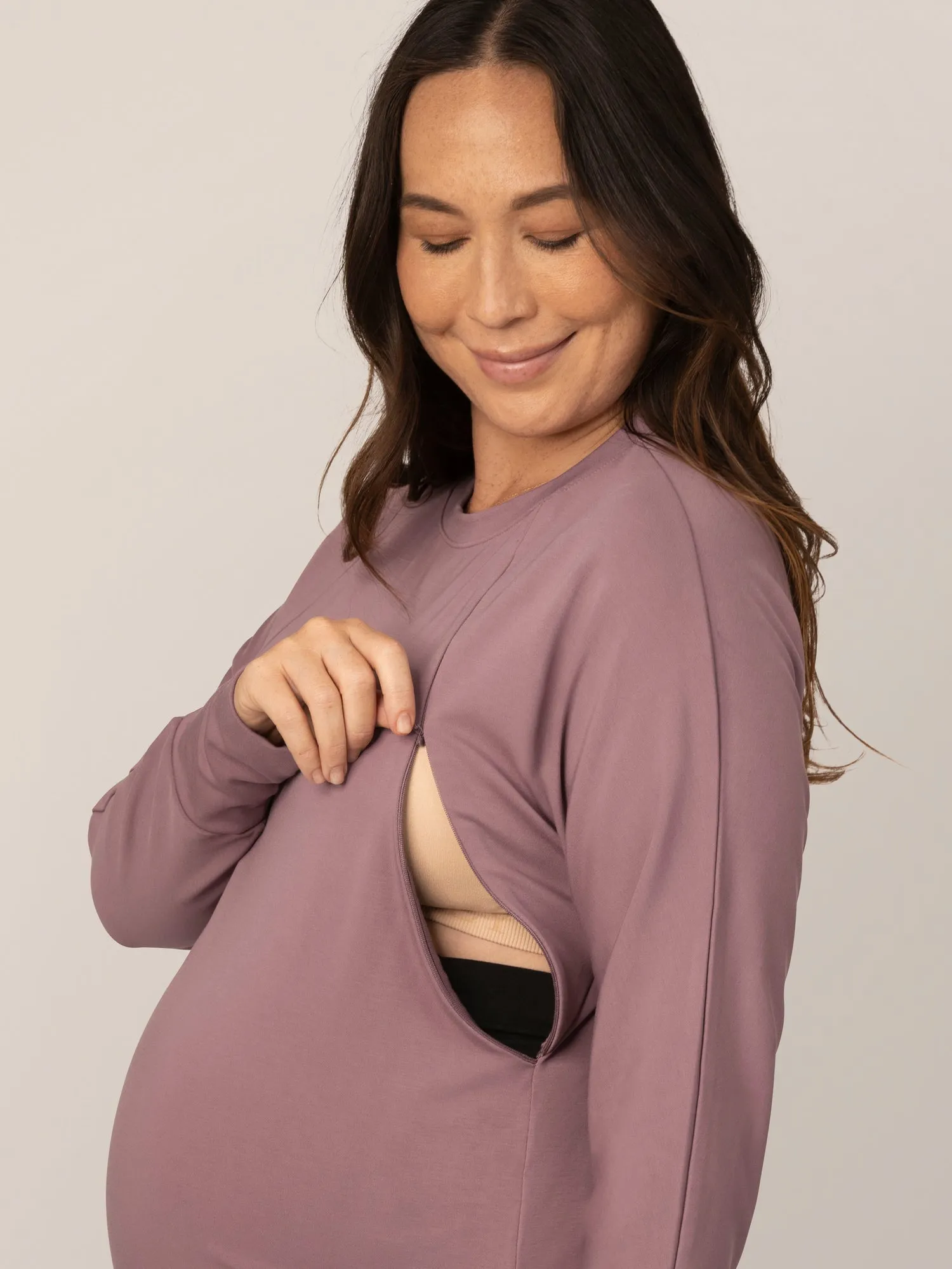 Bamboo Maternity & Nursing Crew Neck Sweatshirt | Twilight