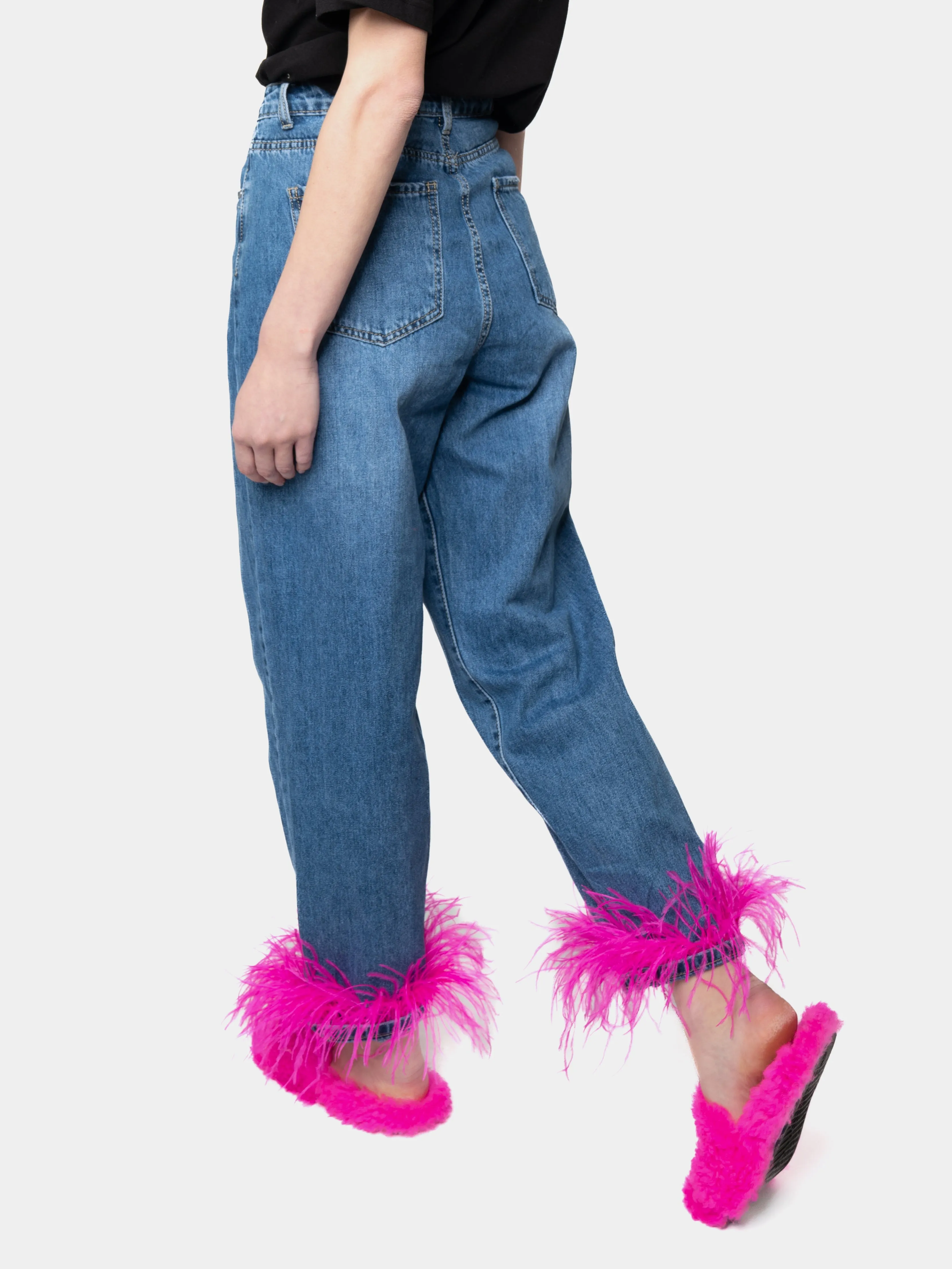 BARCELONA-Fuchsia Marabou Feather Jeans