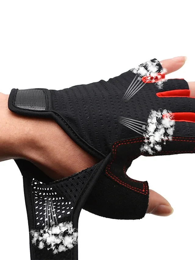 Bike Gloves Cycling Gloves Mountain Bike Gloves Fingerless Gloves Half Finger Anti-Slip Breathable Shockproof Sweat wicking Sports Gloves Fitness Gym Workout Mountain Bike MTB Terry Cloth Silica Gel