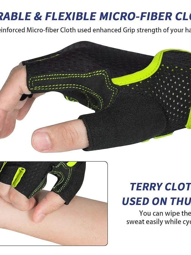 Bike Gloves Cycling Gloves Mountain Bike Gloves Fingerless Gloves Half Finger Anti-Slip Breathable Shockproof Sweat wicking Sports Gloves Fitness Gym Workout Mountain Bike MTB Terry Cloth Silica Gel