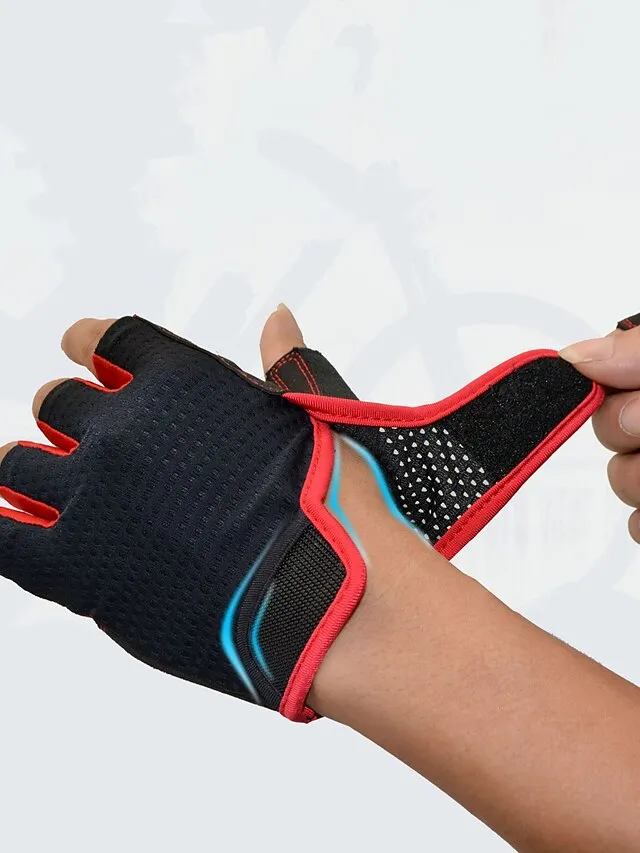 Bike Gloves Cycling Gloves Mountain Bike Gloves Fingerless Gloves Half Finger Anti-Slip Breathable Shockproof Sweat wicking Sports Gloves Fitness Gym Workout Mountain Bike MTB Terry Cloth Silica Gel