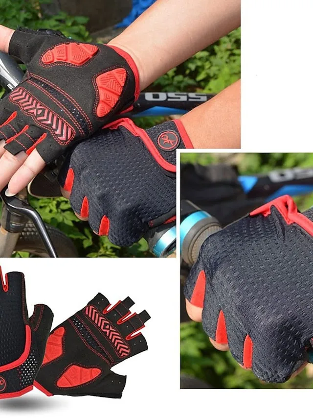 Bike Gloves Cycling Gloves Mountain Bike Gloves Fingerless Gloves Half Finger Anti-Slip Breathable Shockproof Sweat wicking Sports Gloves Fitness Gym Workout Mountain Bike MTB Terry Cloth Silica Gel