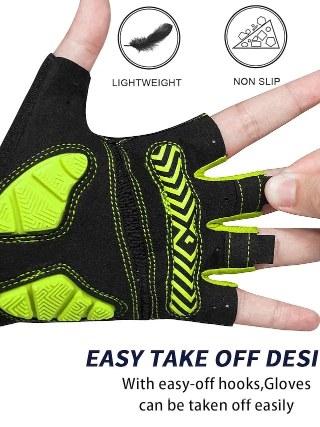 Bike Gloves Cycling Gloves Mountain Bike Gloves Fingerless Gloves Half Finger Anti-Slip Breathable Shockproof Sweat wicking Sports Gloves Fitness Gym Workout Mountain Bike MTB Terry Cloth Silica Gel