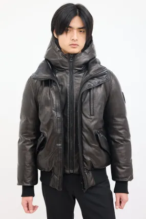 Black  Padded Leather Jacket