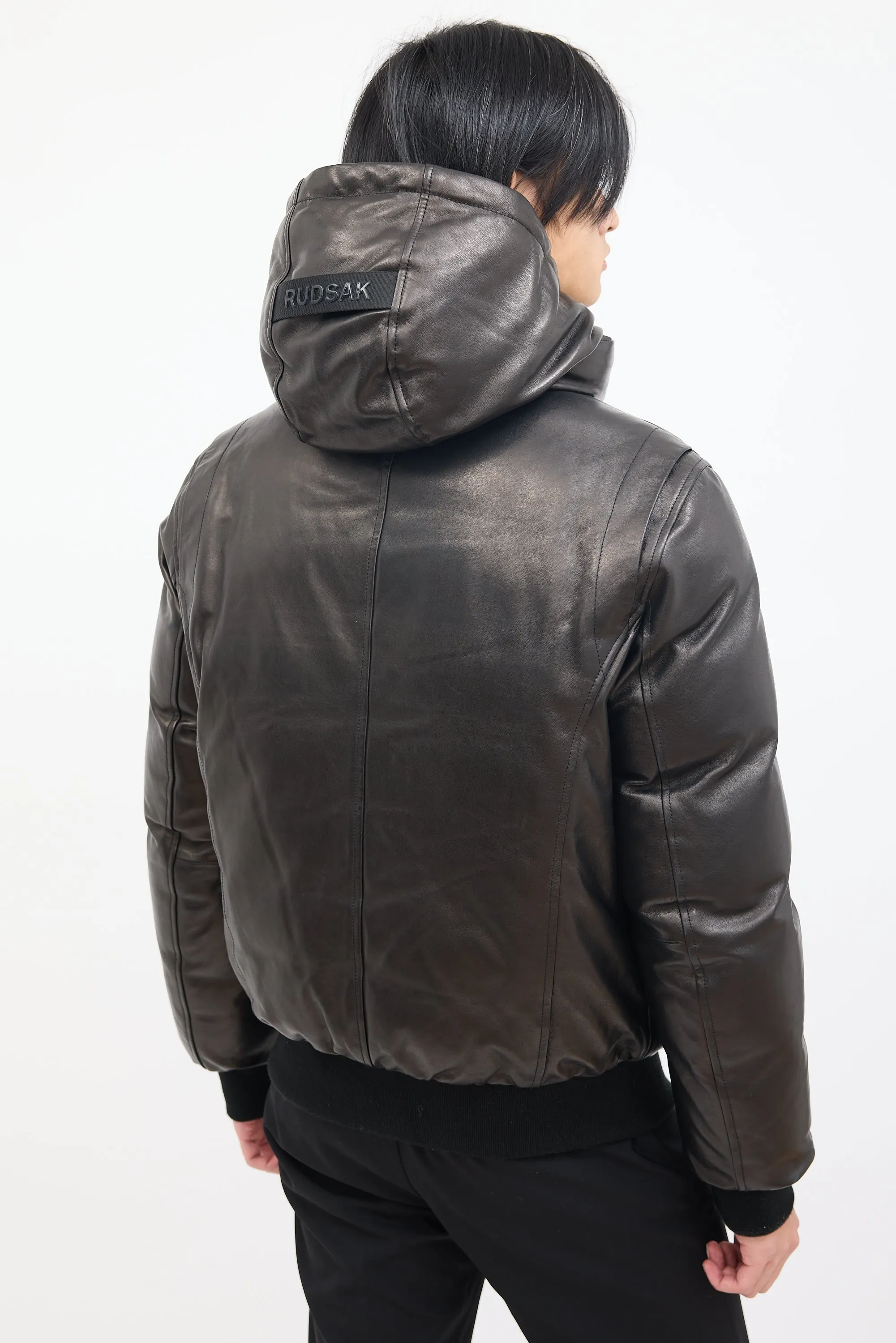 Black  Padded Leather Jacket