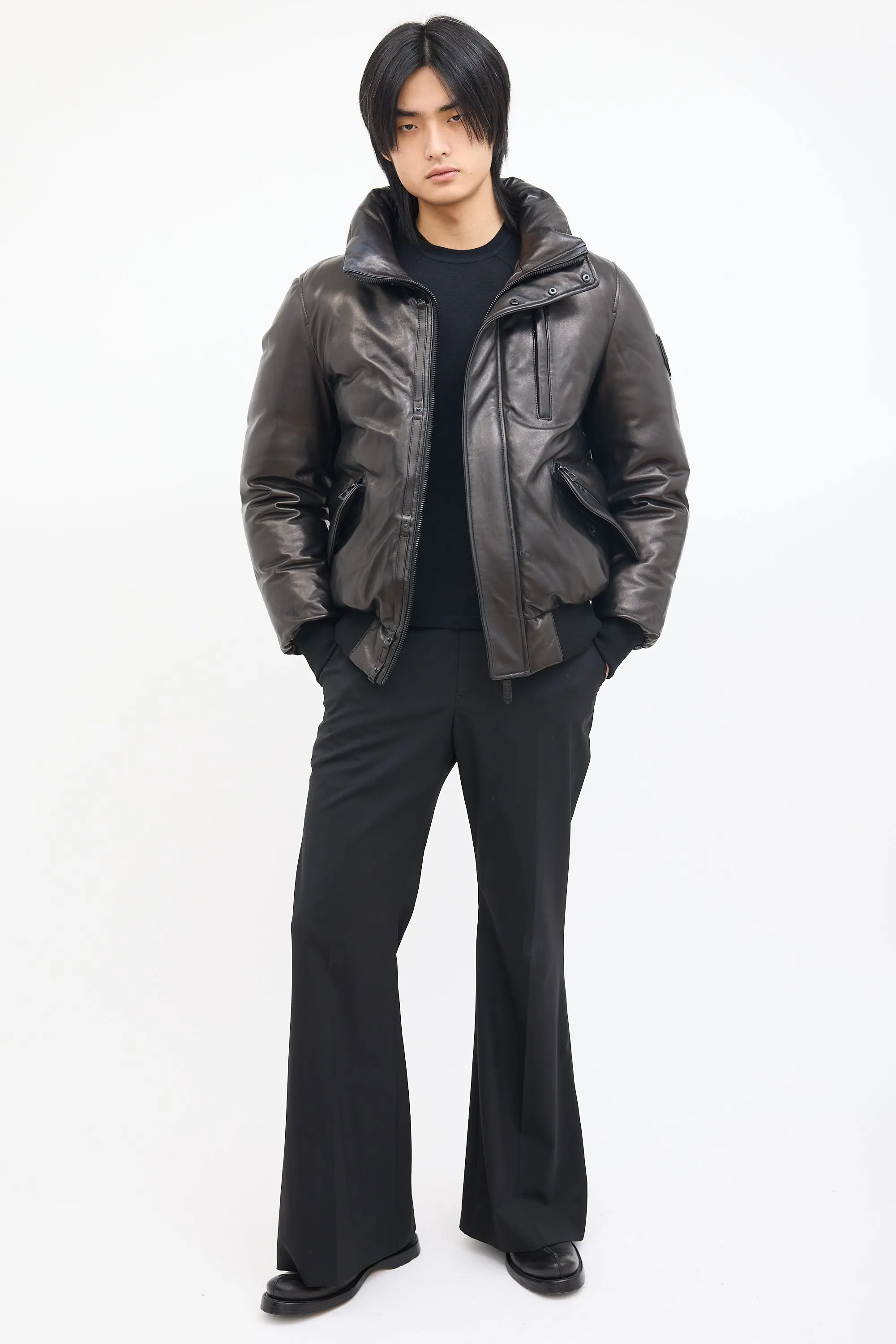 Black  Padded Leather Jacket