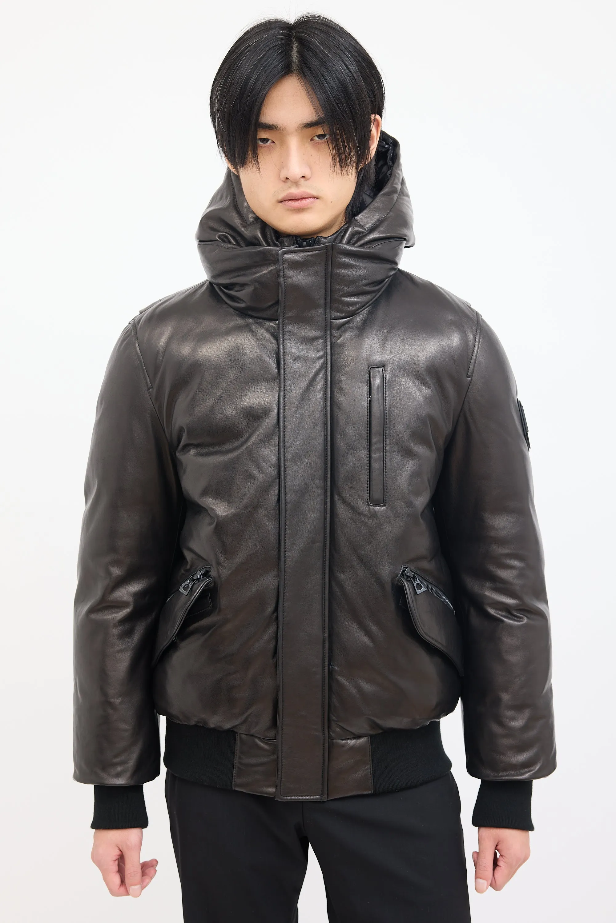 Black  Padded Leather Jacket